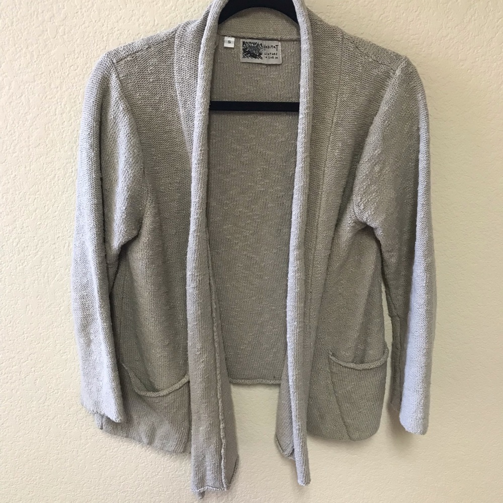 HABITAT CLOTHES TO LIVE IN 100% Tan Cotton Knit Open Front Cardigan Sweater * S